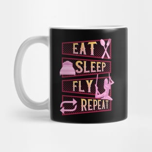 Funny Eat Sleep Fly Repeat Aerial Yoga Silks Mug